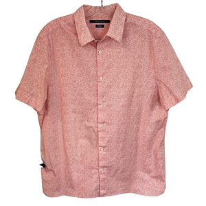 Perry Ellis Men's Stretch Oeko-Tex Short Sleeve Button Down Pink Coral Shirt L